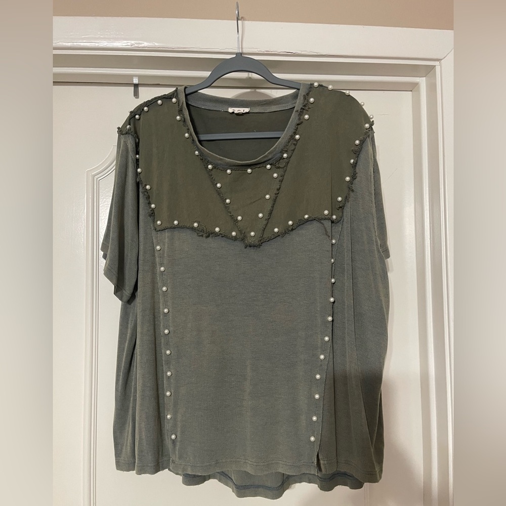 POL Pearl Embellished Top